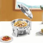 Rcipient chauffant pour buffet 7. 5l - chauffe de buffet ronde en acier inoxydable avec couvercle plat ...
