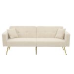 Redom banquette clic clac 2 places convertible canapé - lit pieds dorés avec coussins et poches de rangement ... Redom banquette clic clac 2 places convertible canapé - lit pieds dorés avec coussins et poches de rangement ...