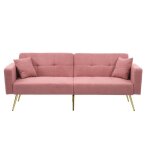 Redom banquette clic clac 2 places convertible pieds dorés avec coussins et poches de rangement latérales ... Redom banquette clic clac 2 places convertible pieds dorés avec coussins et poches de rangement latérales ...