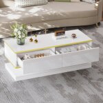Redom table basse laque brillante 100 x 50 x 38 cm style moderne avec 2 tiroirs panneaux de particules ...