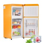 R�frig�rateur classique r�tro jaune premium 60l (22l cong�lo) 86. 8x45. 5cm 2 portes led - 27�c / 13�c ...