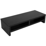 Rehausseur décran en bois nakeshop - noir - support pour moniteur lcd tv - capacité 30 kg Rehausseur décran en bois nakeshop - noir - support pour moniteur lcd tv - capacité 30 kg