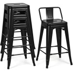 Relax4life lot de 4 tabouret de bar avec dossier amovible chaise haut empilable avec repose - pieds assise ...