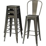 Relax4life lot de 4 tabouret de bar empilable avec dossier amovible & repose - pieds chaise assise h ...