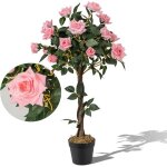 Relax4life arbre artificiel 93cm avec roses 259 feuilles&21 fleurs rosier artificielle en pot d�coration ...
