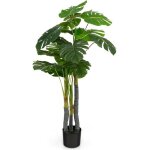Relax4life arbre vert artificiel 120 cm 20 feuilles 3 troncs mousse raliste plante dcorative en pot ...