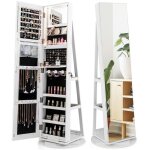 Armoire � bijoux avec miroir - relax4life - 3 en 1 - rotative � 360� - miroir pleine longueur - lumi�res ...