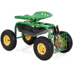 Relax4life brouette de jardin 4 roues panier de rangement hauteur r�glable si�ge pivotant chariot de ...