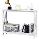 Relax4life console dentr�e 2 niveaux avec renforts en forme de x table de salon avec �tag�re de rangement ...