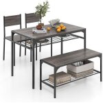 Relax4life ensemble table de salle � manger 4 pi�ces avec 2 chaises et banc 2 �tag�res table de bar industriel ...