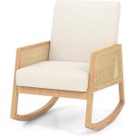 Relax4life fauteuil  bascule avec accoudoirs et dossier en rotin chaise avec patins en feutre charge ...