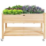 Relax4life jardini�re sur pieds en bois - roues verrouillables - �tag�re de rangement - doublure de protection ...