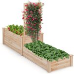 Relax4life jardinière surélevée avec treillis en bois pour plantes grimpantes carré potager avec 2 bac ... Relax4life jardinière surélevée avec treillis en bois pour plantes grimpantes carré potager avec 2 bac ...