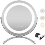 Relax4life miroir maquillage rond led �clairage 3 couleurs & luminosit� r�glable miroir de table rotatif ...