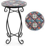 Relax4life table dappoint en mosaque table basse de jardin dia. 30xh50cm table de bistro en mtal cramique ...
