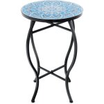 Relax4life table dappoint en mosaque table basse de jardin dia. 35 x h545 cm table de bistro en mtal ...