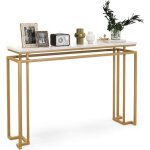 Relax4life table console 120 x 30 x 80 cm plateau en marbre artificiel table entr�e cadre en m�tal dispositif ...