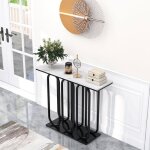 Relax4life table console dentr�e avec plateau blanc en pierre artificielle - kit anti - basculement inclus ...