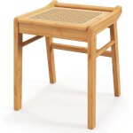 Relax4life tabouret en bambou tabouret de chaussures tabouret pouf compact moderne
