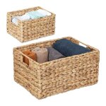 Relaxdays lot de 2 corbeilles de rangement en jacinthe d?eau 2 tailles salle de bain dco panire tresse ...