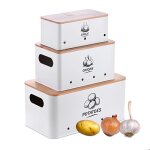 Relaxdays lot de 3 bo�tes de rangement pommes de terre oignons ail bo�te de conservation cuisine m�tal ...