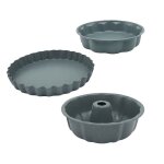 Relaxdays lot de 3 moules � 255 / 275 / 28 cm antiadh�sifs moule � kouglof tarte g�teau rond acier carbone ...
