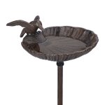 Abreuvoir  oiseaux - relaxdays - 100 cm - fonte rsistante - style baroque - brun fonc