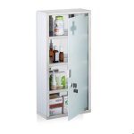 Relaxdays armoire � pharmacie 4 compartiments acier inoxydable et verre opale h x l x p : 57 x 27 x 12 ...