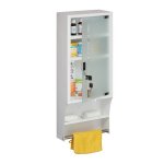 Relaxdays armoire � pharmacie porte en verre verrouillable 4 compartiments hxlxp : 65x27x12 cm � accrocher ...