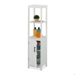 Relaxdays armoire de salle de bain h x l x p : 129 x 30 x 30 cm 4 compartiments mdf tagre wc troit ...