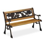 Relaxdays banc jardin enfants motifs animaux afrique capacit� de 50 kg bois et fonte hlp : 51 x 83 x ...