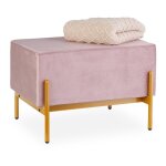 Relaxdays banquette en velours pieds en mtal hxlxp : 40x60x43 cm banc rembourr chambre salon rose