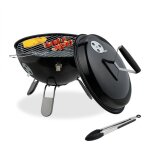 Relaxdays barbecue portable grill rond �37 cm pour table jardin balcon avec couvercle bac � charbon & ...
