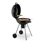 Relaxdays barbecue rond � 53 cm 2 grilles thermom�tre cendrier gril � charbon mobile bbq sur roues smoker ...