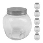 Relaxdays bocaux � bonbons lot de 6 480 ml pour confiseries candy bar couvercle inox transparent / argent� ...