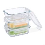 Relaxdays bo�tes alimentaires en verre lot de 3 couvercle herm�tique en plastique 1 040 ml r�cipients ...