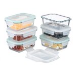 Relaxdays botes alimentaires en verre lot de 6 couvercle hermtique en plastique 370 ml rcipients transparen ...