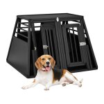 Relaxdays bo�te transport chiens pour voiture oblique cage en aluminium canid�s hxlxp : 64x90x82 cm noire ...
