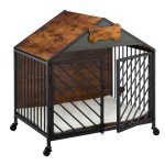 Relaxdays cage pour chien style industriel pour la maison 73x70x53 cm roulettes mdf / acier brun / noir ... Relaxdays cage pour chien style industriel pour la maison 73x70x53 cm roulettes mdf / acier brun / noir ...