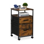 Relaxdays caisson  roulettes 2 tiroirs dossiers suspendus design industriel h x l x p : 68 x 40 x 40 ...