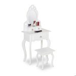 Relaxdays coiffeuse pour enfant miroir & tabouret hxlxp: 110x50x30 cm � partir de 3 ans meuble de chambre ...