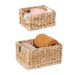 Relaxdays lot de corbeilles de rangement en jacinthe d?eau 2 tailles salle de bain d�co pani�re tress�e ...