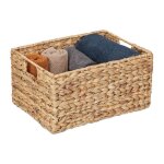 Relaxdays corbeille de rangement jacinthe d?eau hxlxp : 19 x 28 x 37 cm salle de bain d�co design tress� ...