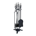 Relaxdays couverts de chemine lot de 5 pices tisonnier pelle & balai  cendres pince serviteur noir ...