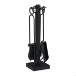 Relaxdays couverts de chemine 5 pices tisonnier pelle  cendres balai pince fer noir