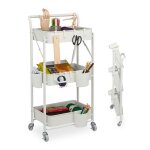 Relaxdays desserte de cuisine 3 niveaux tagre sur roulettes chariot hlp : 89 x 445 x 29 cm blanche