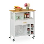 Relaxdays desserte de cuisine pour 6 bouteilles tiroir spacieux plan de travail 80 x 65 x 35 cm blanc ...