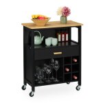 Relaxdays desserte de cuisine pour 6 bouteilles tiroir spacieux plan de travail 80 x 65 x 35 cm noir ... Relaxdays desserte de cuisine pour 6 bouteilles tiroir spacieux plan de travail 80 x 65 x 35 cm noir ...