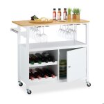 Relaxdays desserte à roulettes chariot cuisine casier à vin porte - verres 83 x 92 x 40 cm bambou mdf ... Relaxdays desserte à roulettes chariot cuisine casier à vin porte - verres 83 x 92 x 40 cm bambou mdf ...