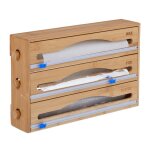 Relaxdays distributeur 3 en 1 film alimentaire mur & tiroir hxlxp: 235x39x9 cm bambou accessoire de dcoupe ...
